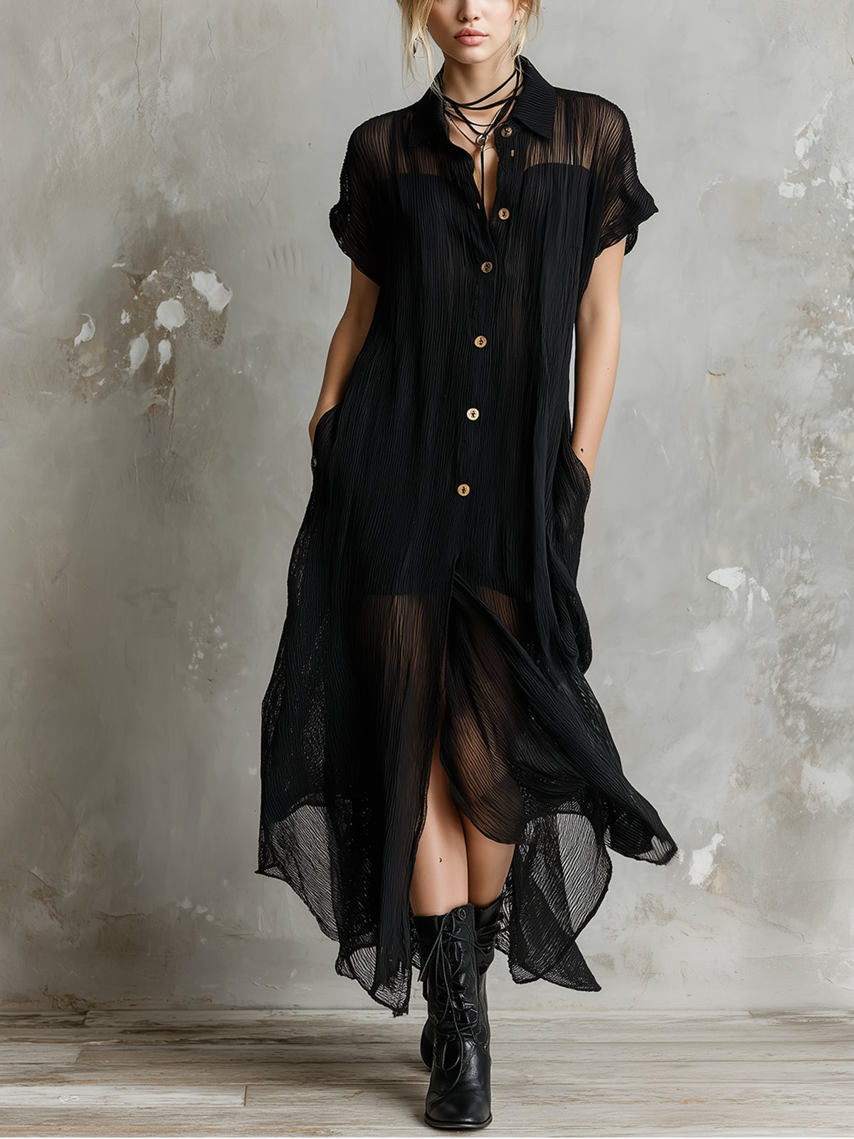 Maxi Vestido Camisero Místico