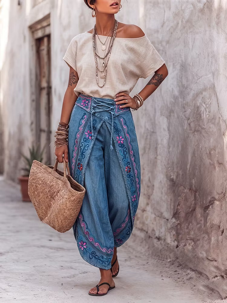 Jeans Largos Estilo Corsé