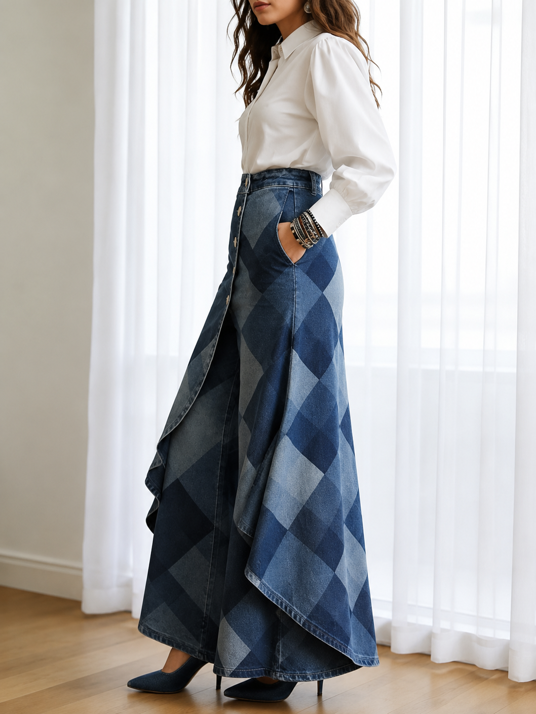 Pantalón Denim Geometría de Autor