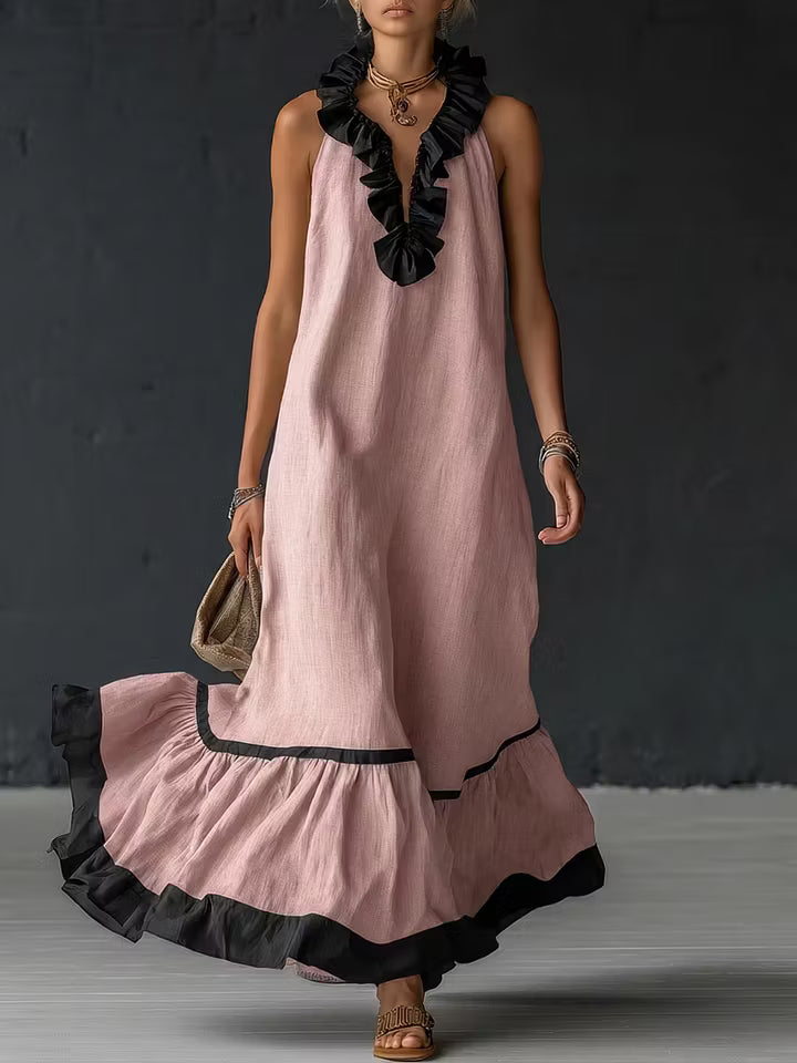 Maxi Vestido Rosa Flamenco
