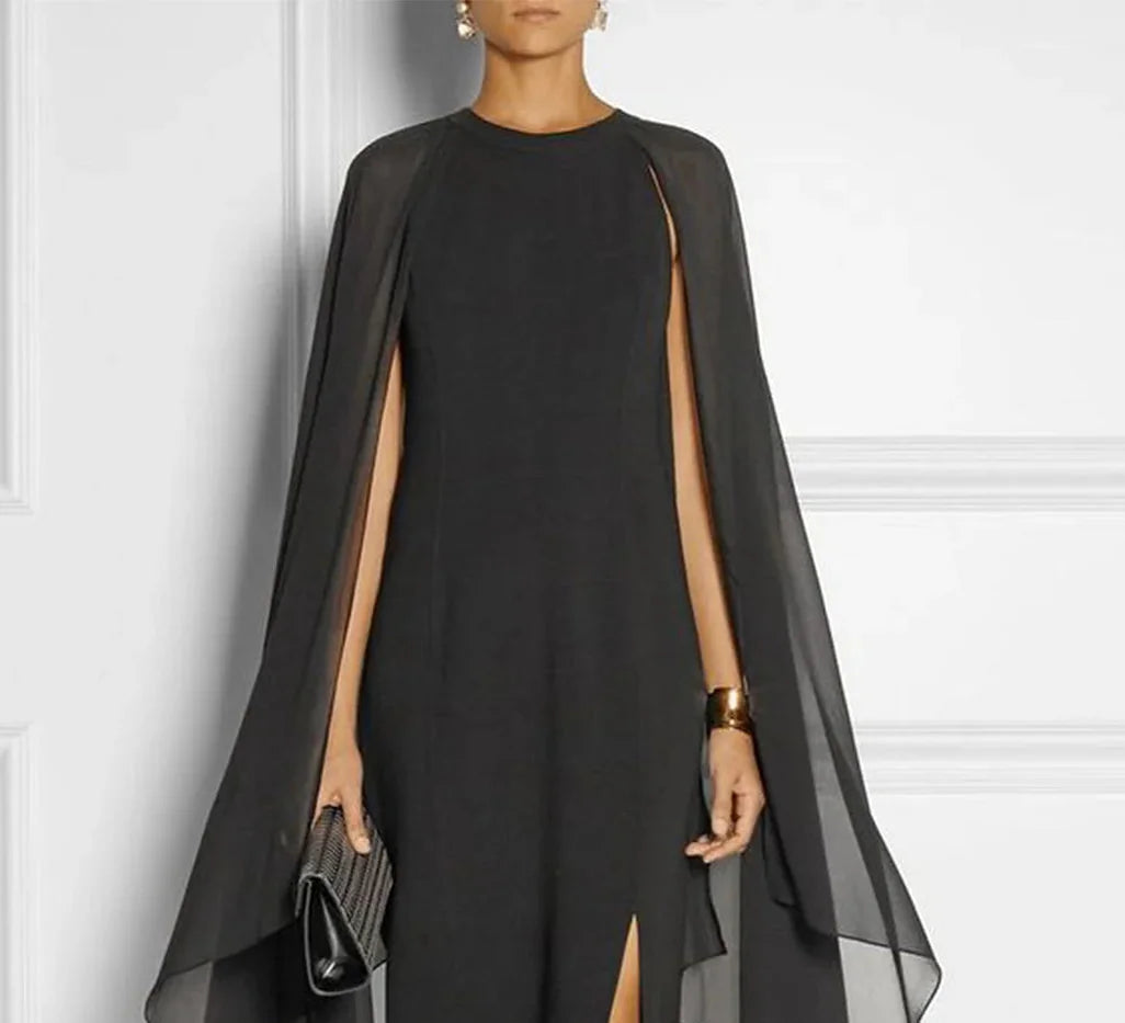 Elegante vestido de Mangas Tipo capa