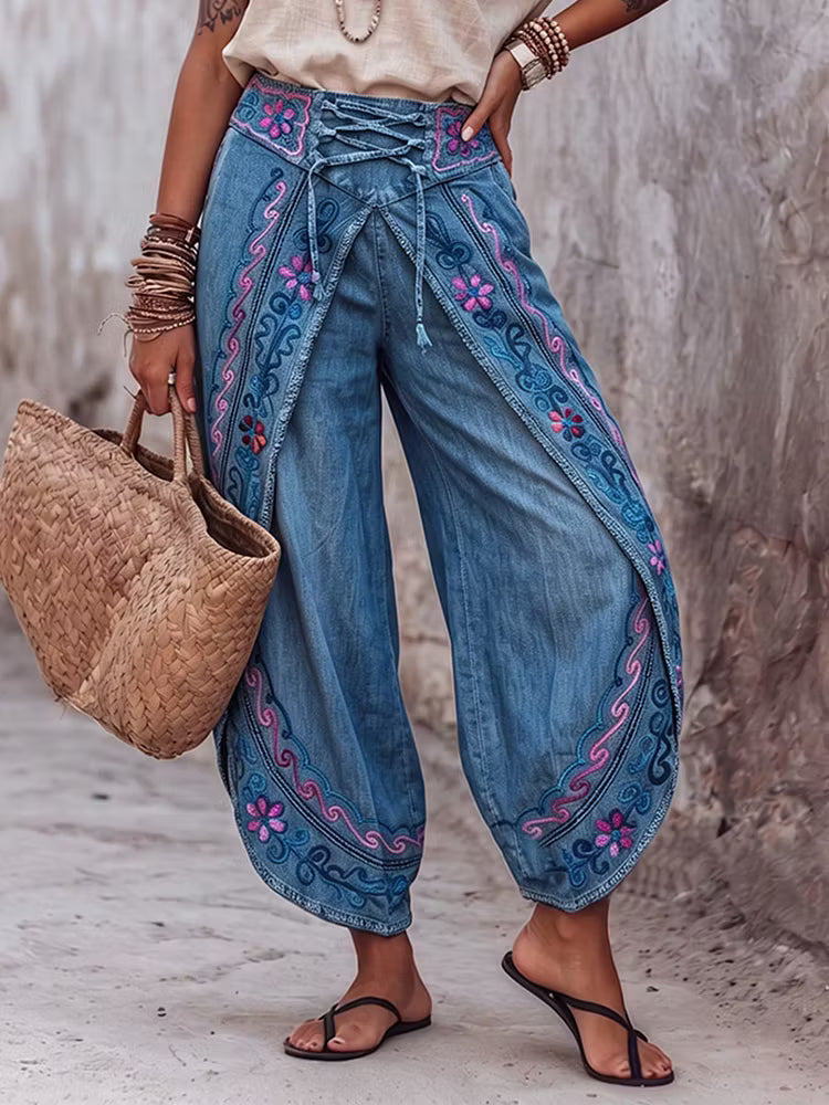 Jeans Largos Estilo Corsé