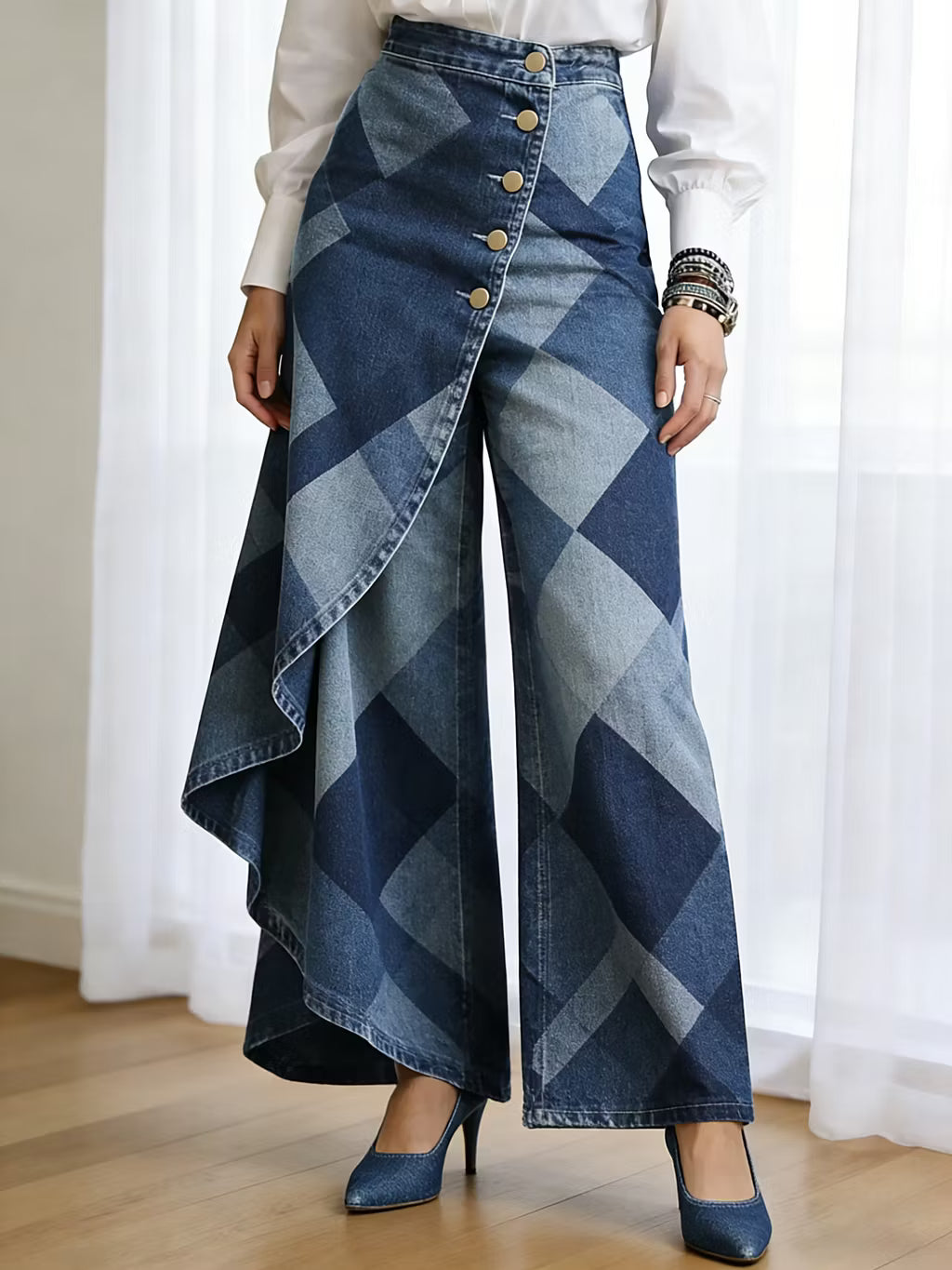 Pantalón Denim Geometría de Autor