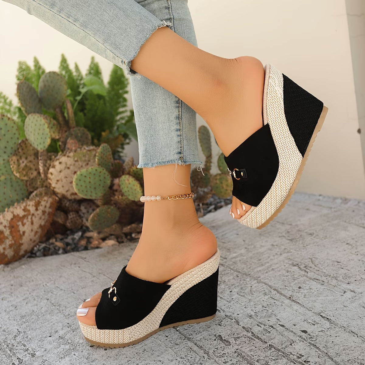 Sandalias con Tira de Ante Sintético