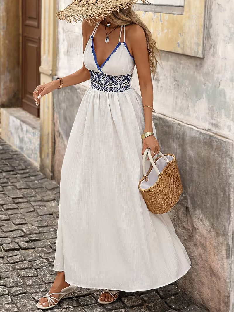 Vestido Halter "Azure Embroidered"