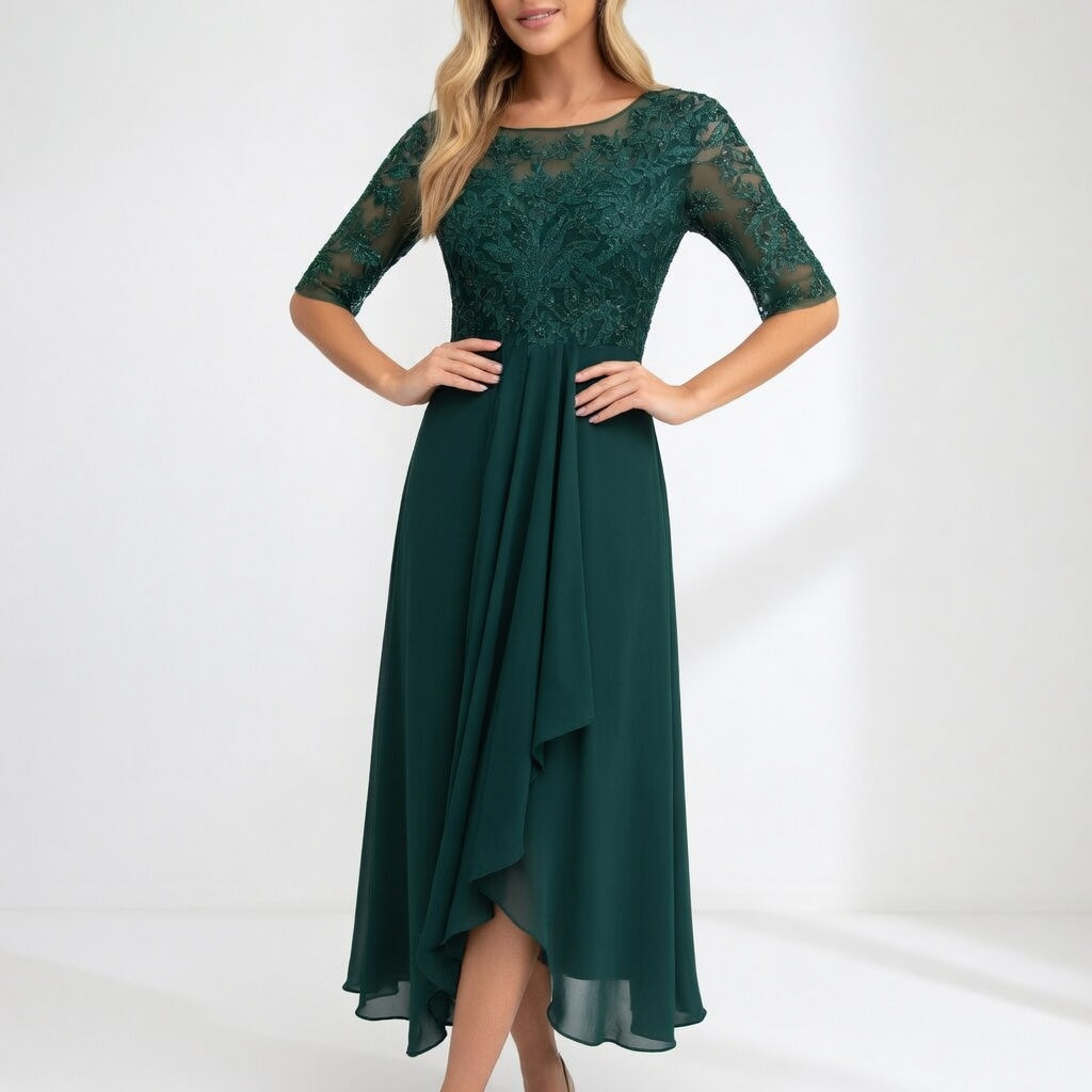 Vestido Formal de Encaje Bordado