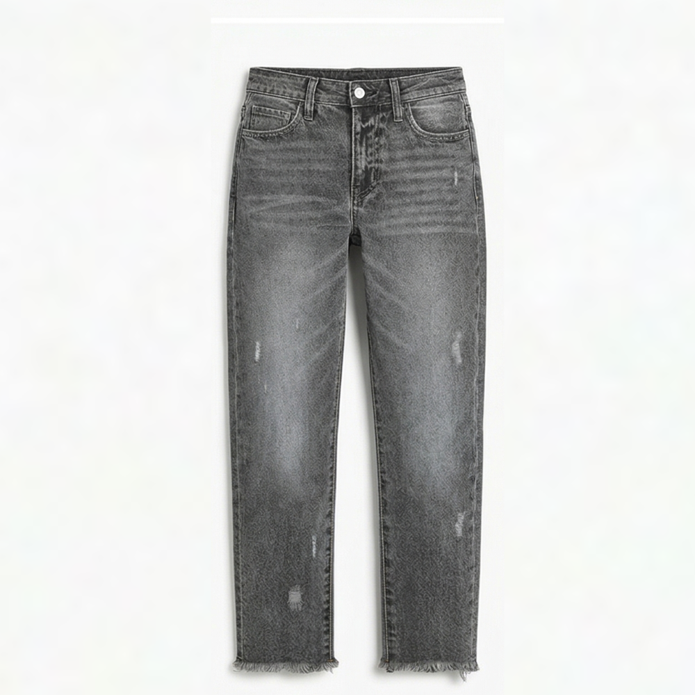 Vivara – Women's Retro Fringed Cropped Straight Leg Jeans