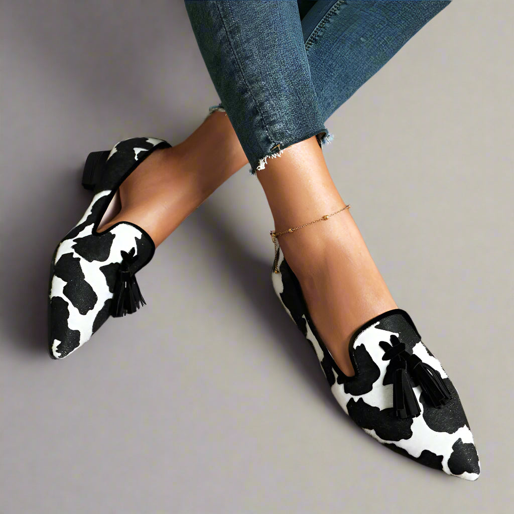 Zapatos Punta Fina Cow Print