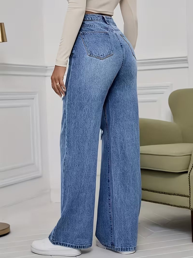 Jean Rasgados Estilo Wide Leg