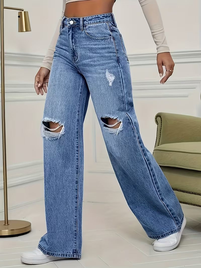 Jean Rasgados Estilo Wide Leg