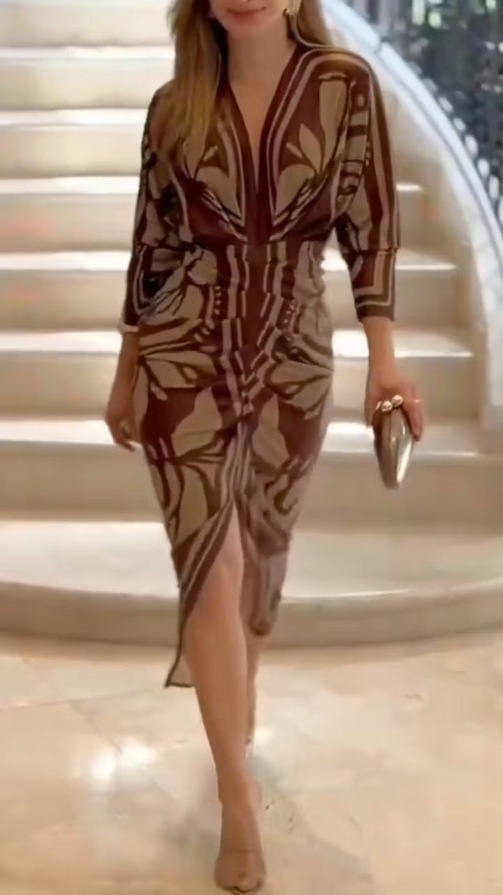 Vestido Chic de Estampado Geométrico