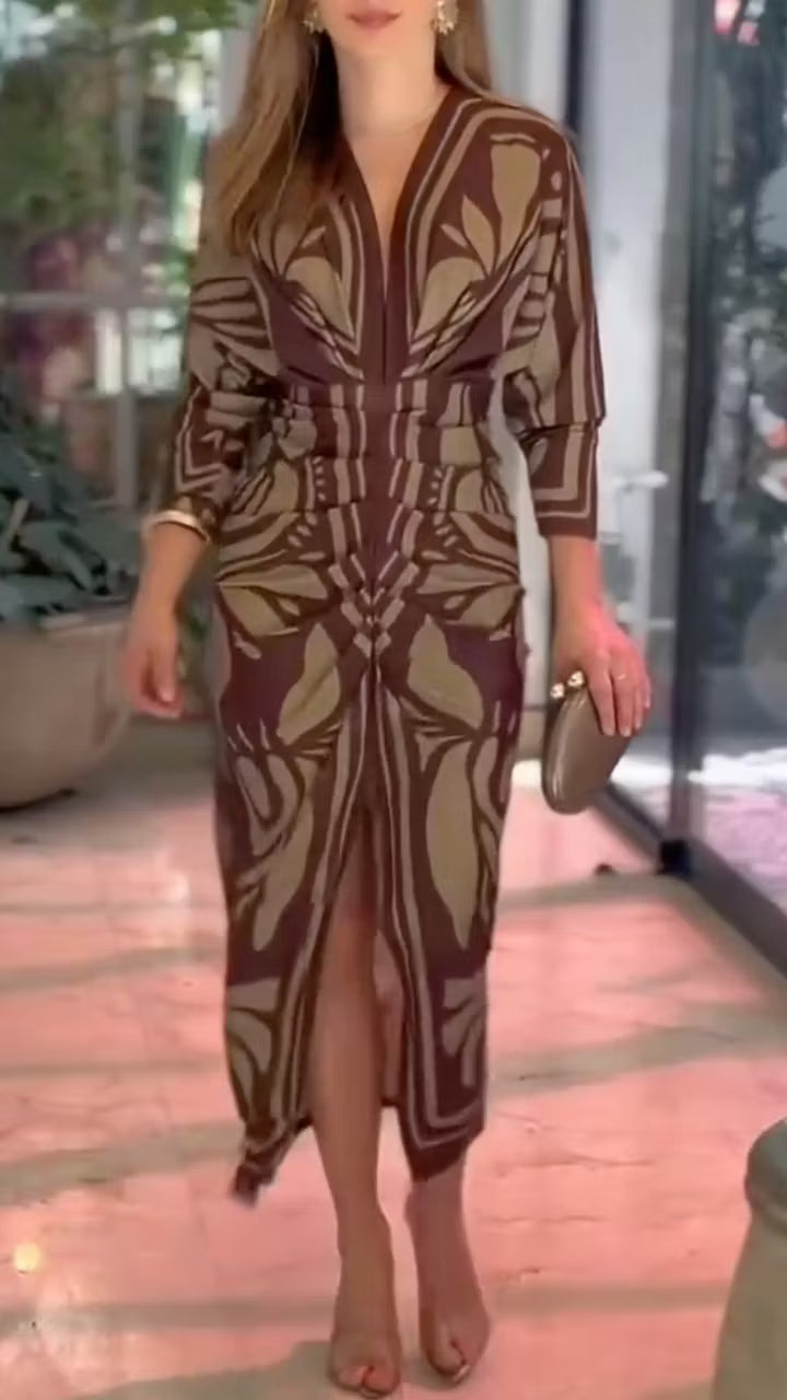 Vestido Chic de Estampado Geométrico