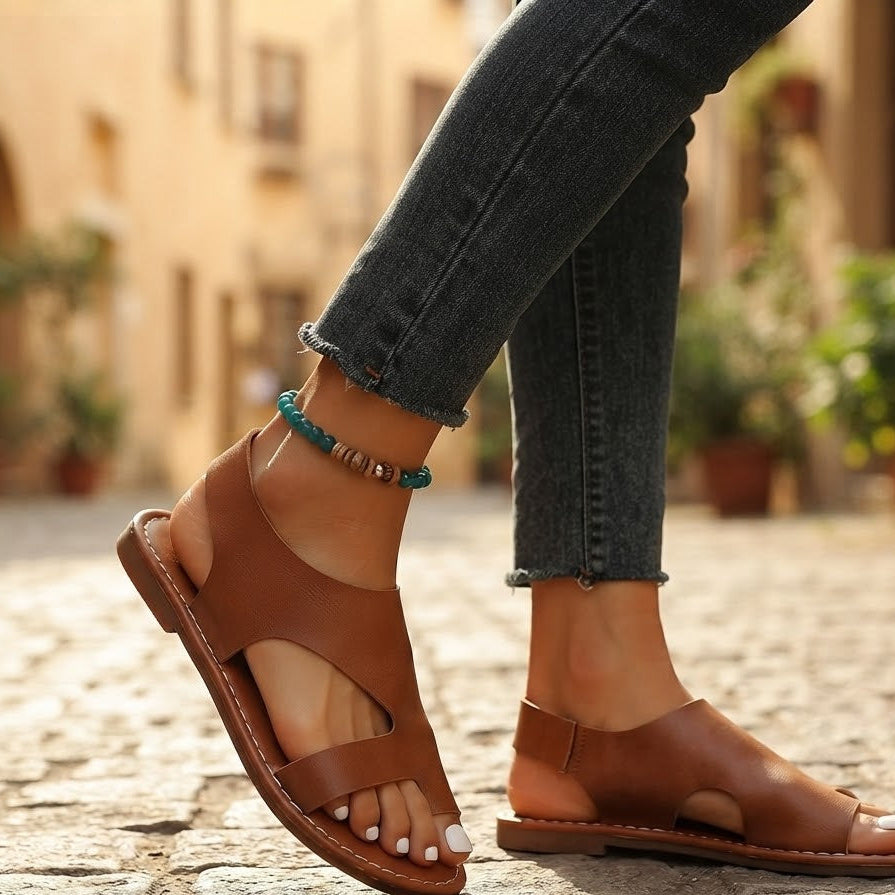Sandalias Flat Asymmetric Tan