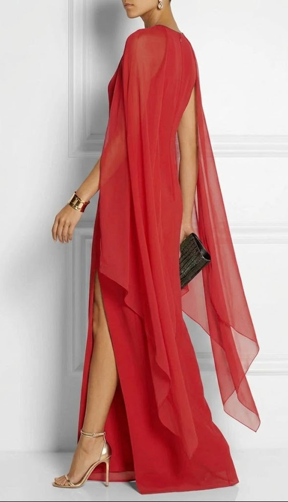 Elegante vestido de Mangas Tipo capa