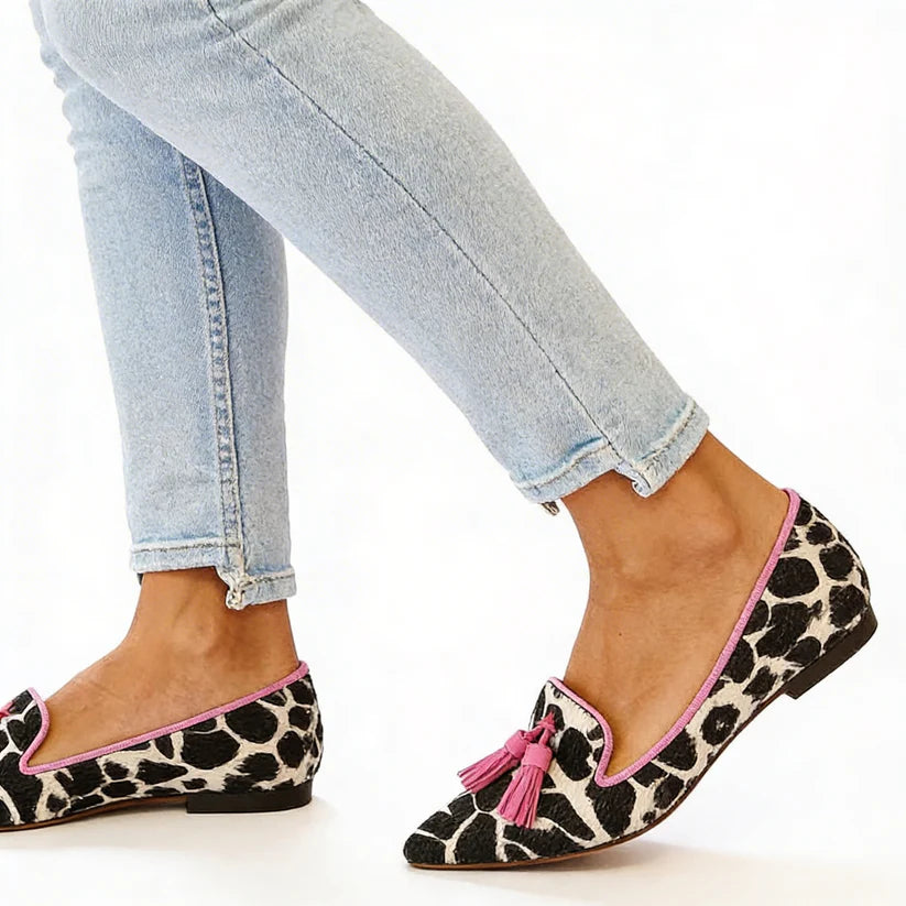 Zapatos Punta Fina Cow Print