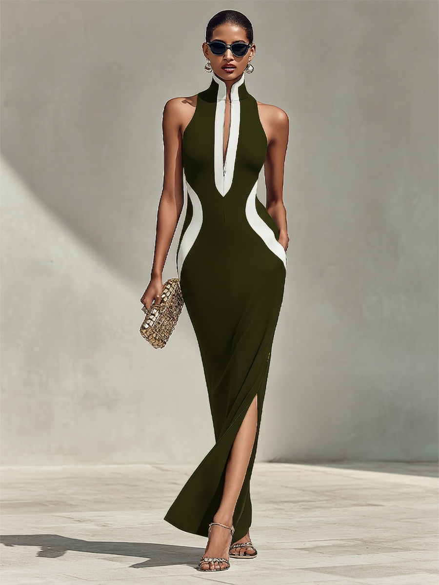Vestido Entallado Contrast