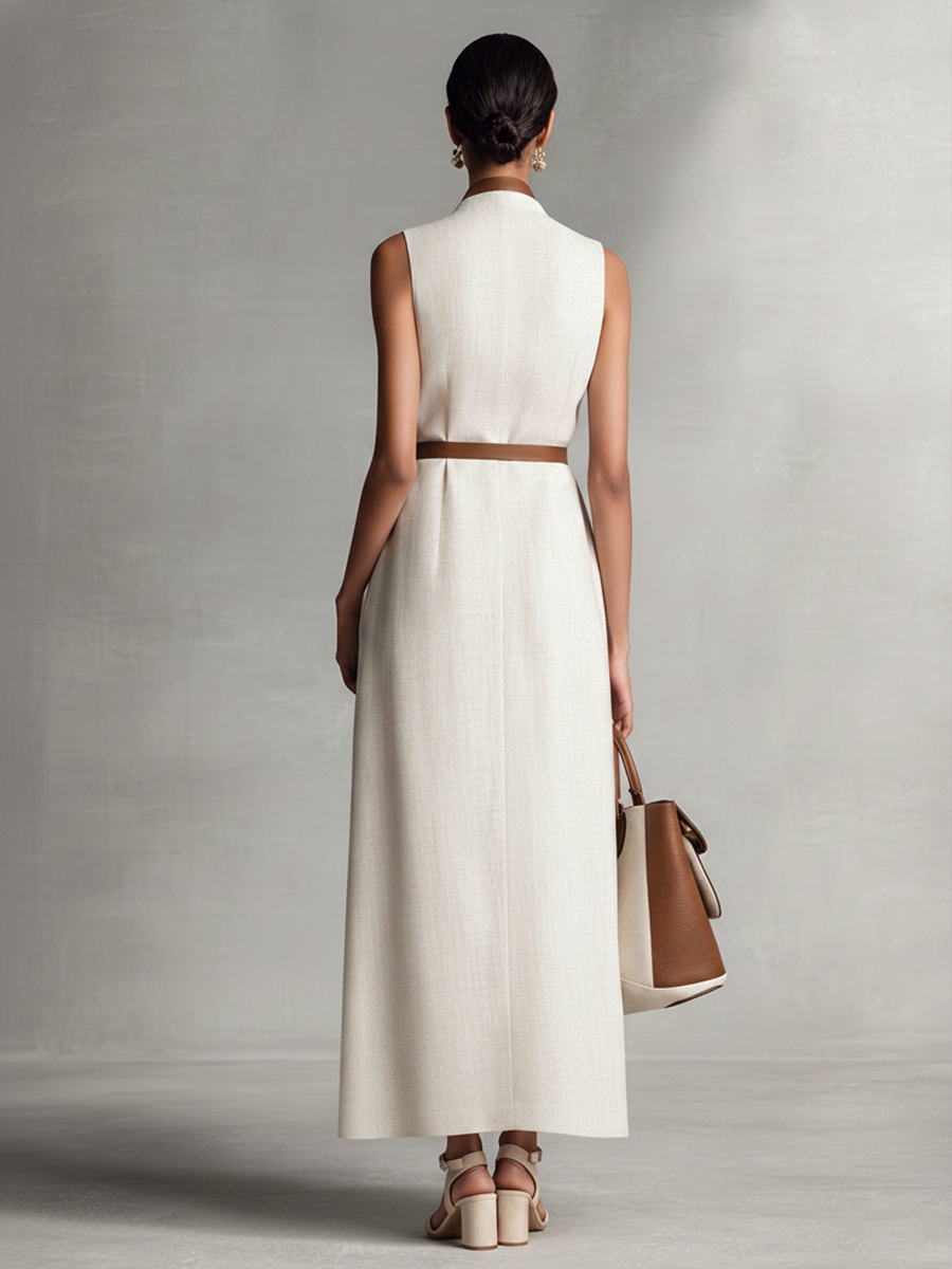 Vestido Largo con Cinturón Ajustable