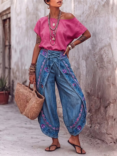 Jeans Largos Estilo Corsé