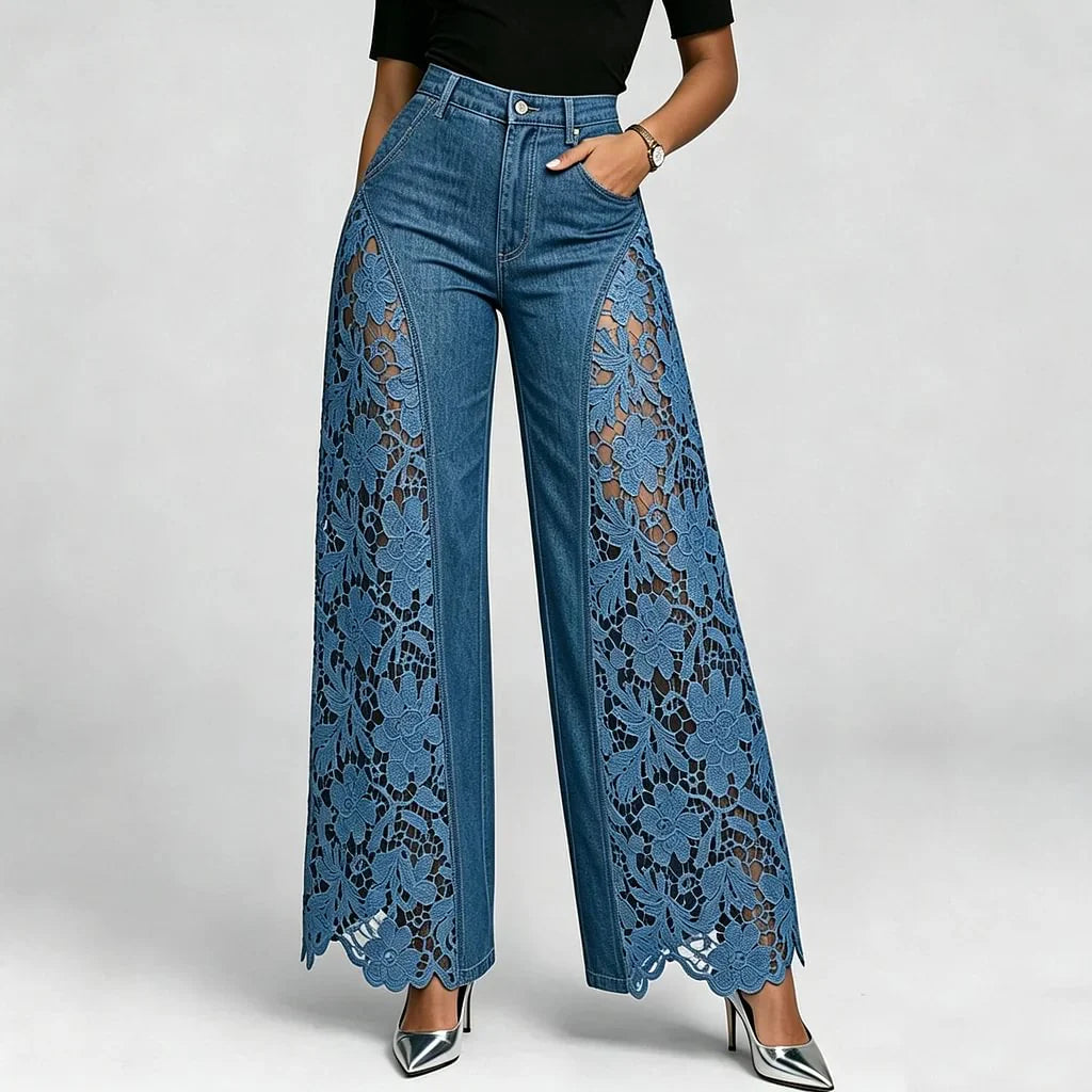 Jean Índigo Crochet Guipure