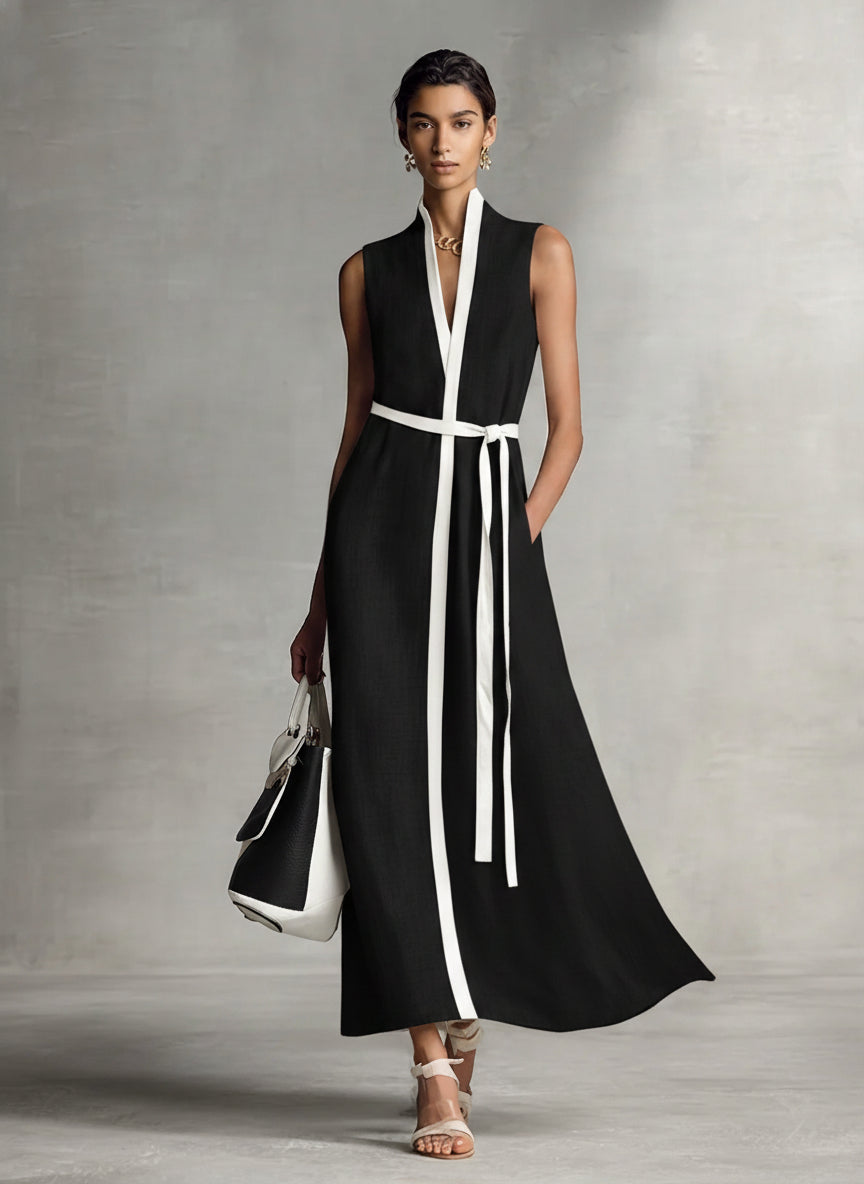 Vestido Largo con Cinturón Ajustable