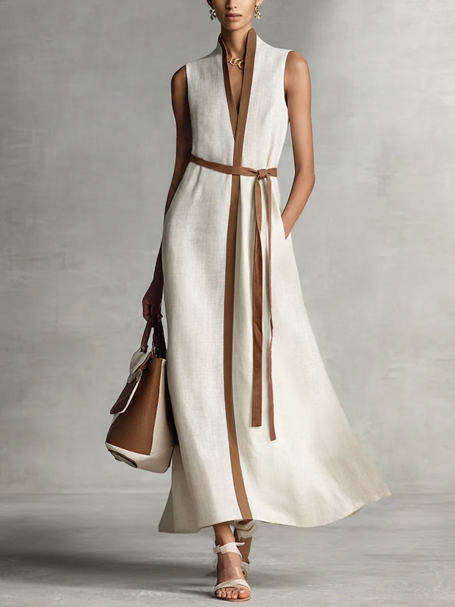 Vestido Largo con Cinturón Ajustable