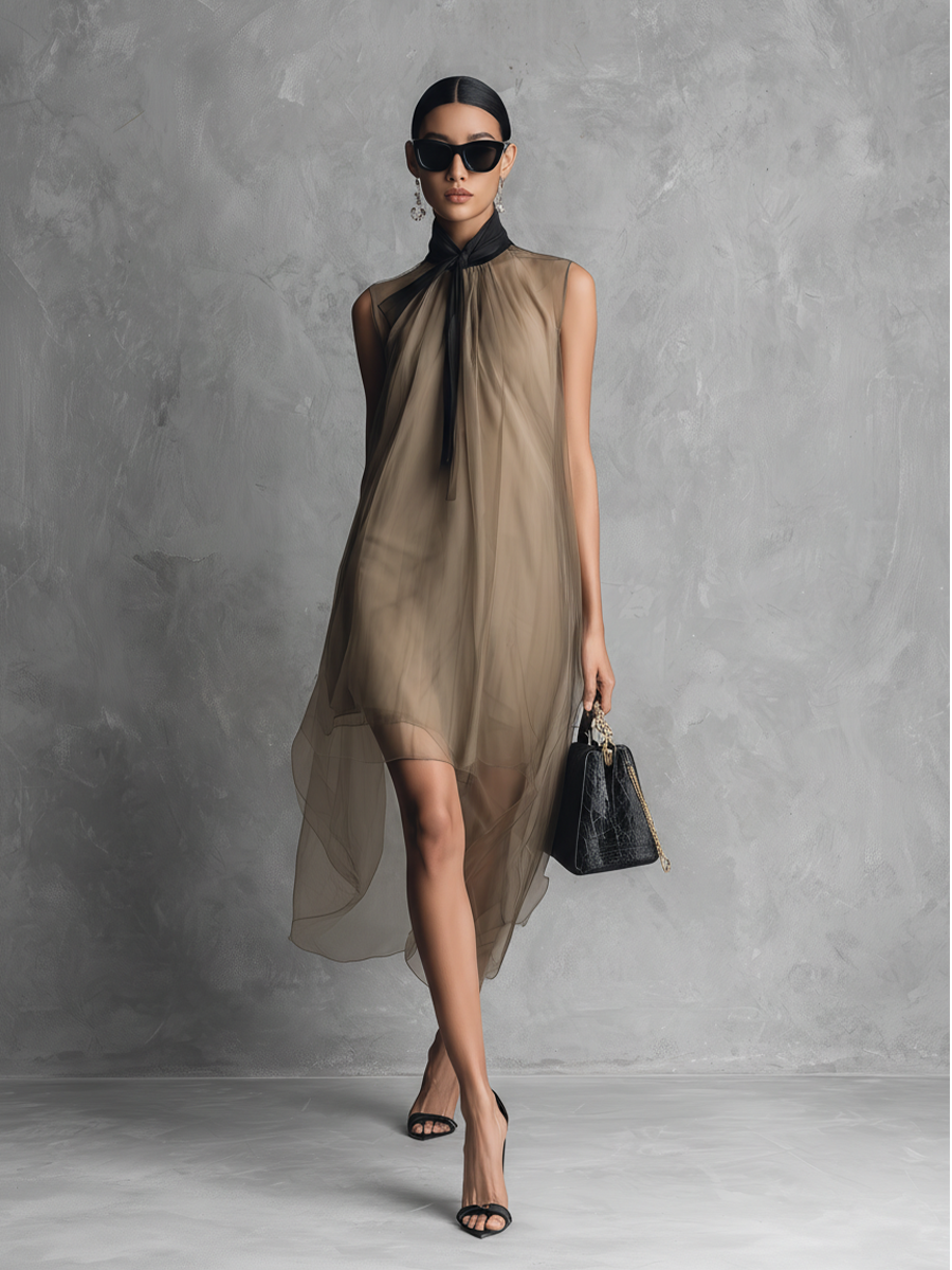 Vestido Midi Tul Ethereal Elegance