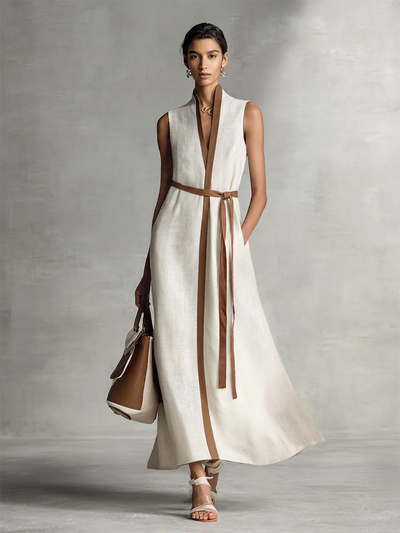 Vestido Largo con Cinturón Ajustable
