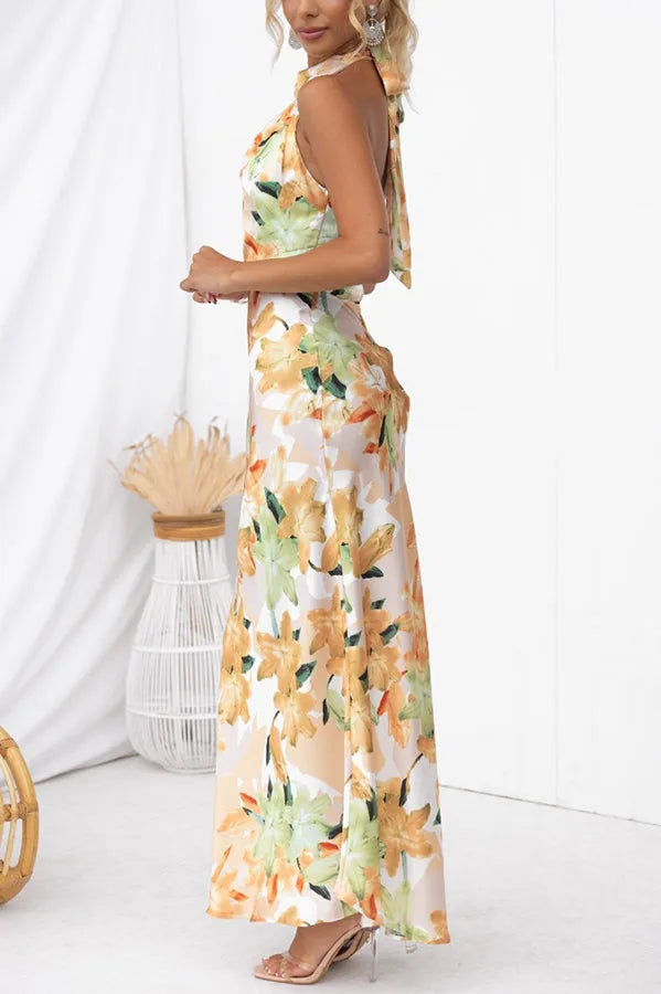 Vestido Linda Flora con Cuello Halter