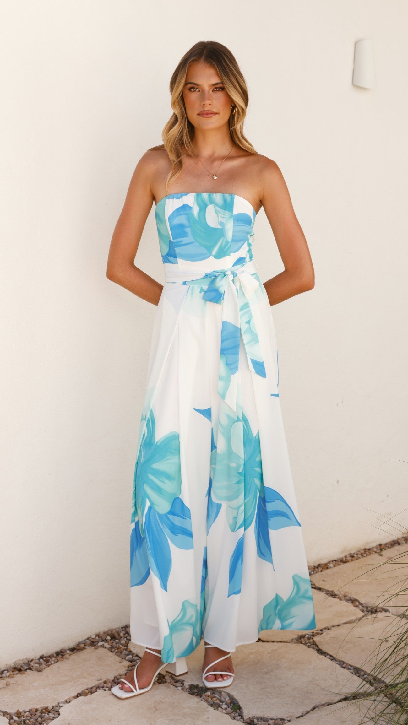 Maisy Strapless Jumpsuit - Blue Teal - Billy J