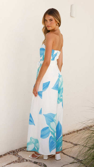 Maisy Strapless Jumpsuit - Blue Teal - Billy J