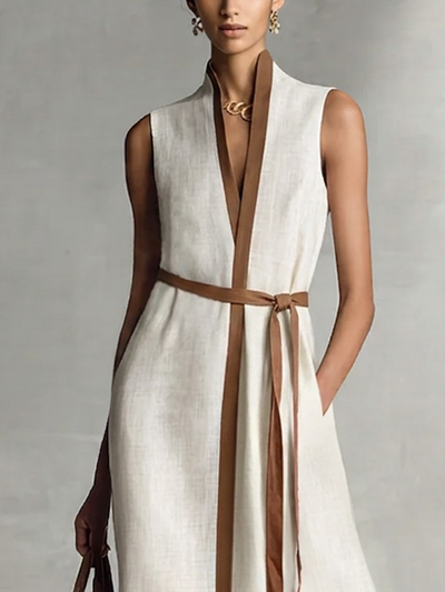 Vestido Largo con Cinturón Ajustable