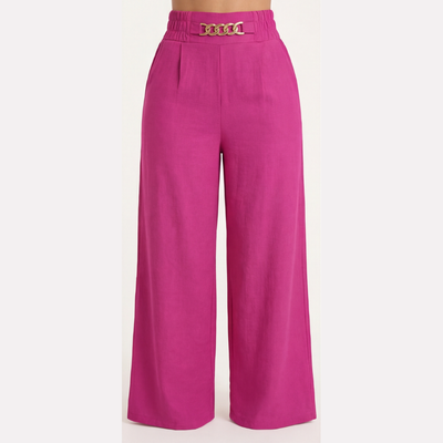 Pantalón Holgado con Detalles Dorados