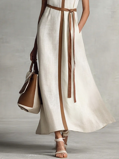Vestido Largo con Cinturón Ajustable