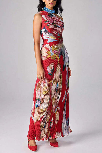 Vestido Asimétrico Plisado Jardín