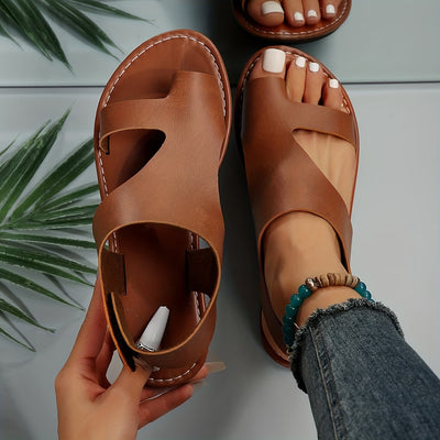 Sandalias Flat Asymmetric Tan