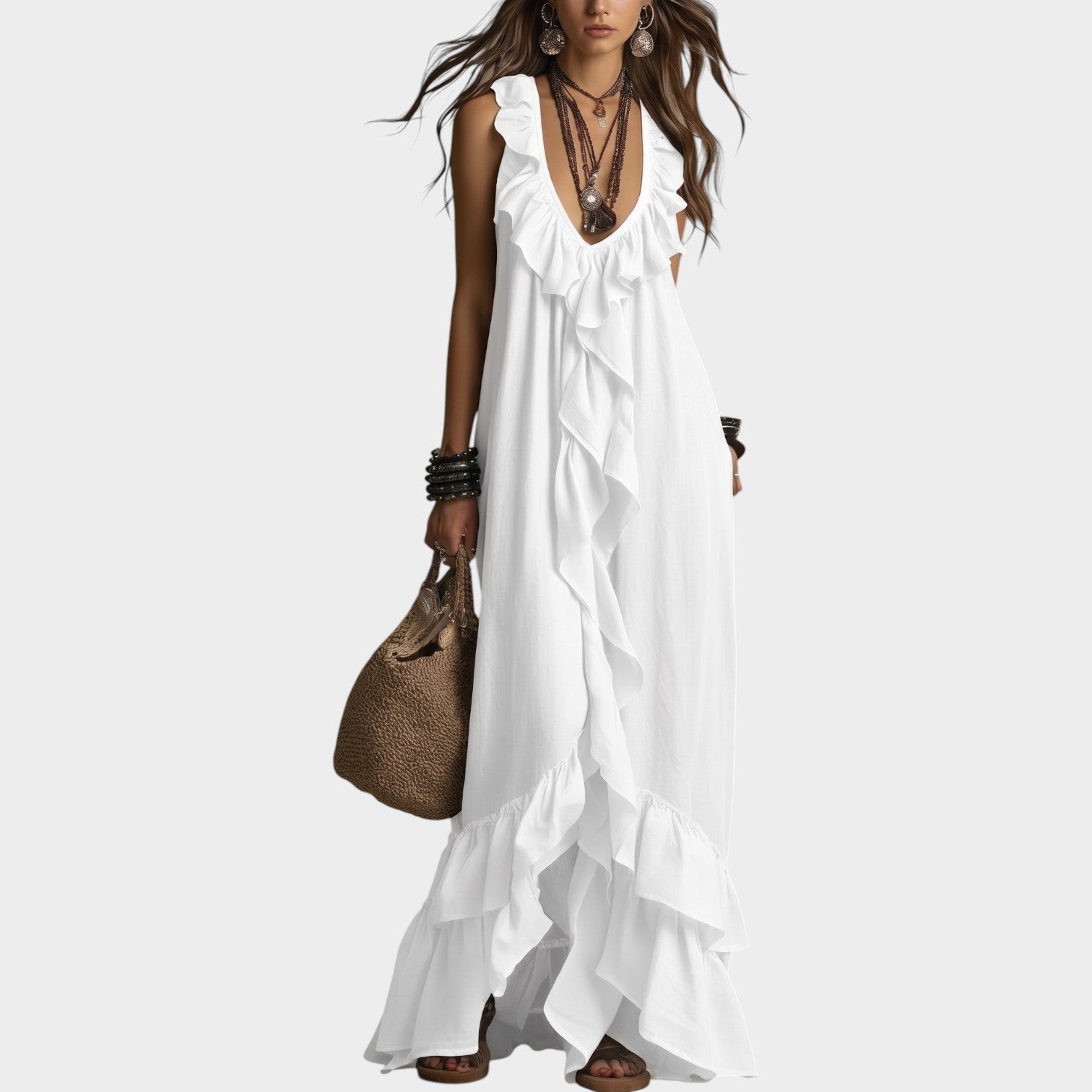 Maxi Vestido Silueta Cascada