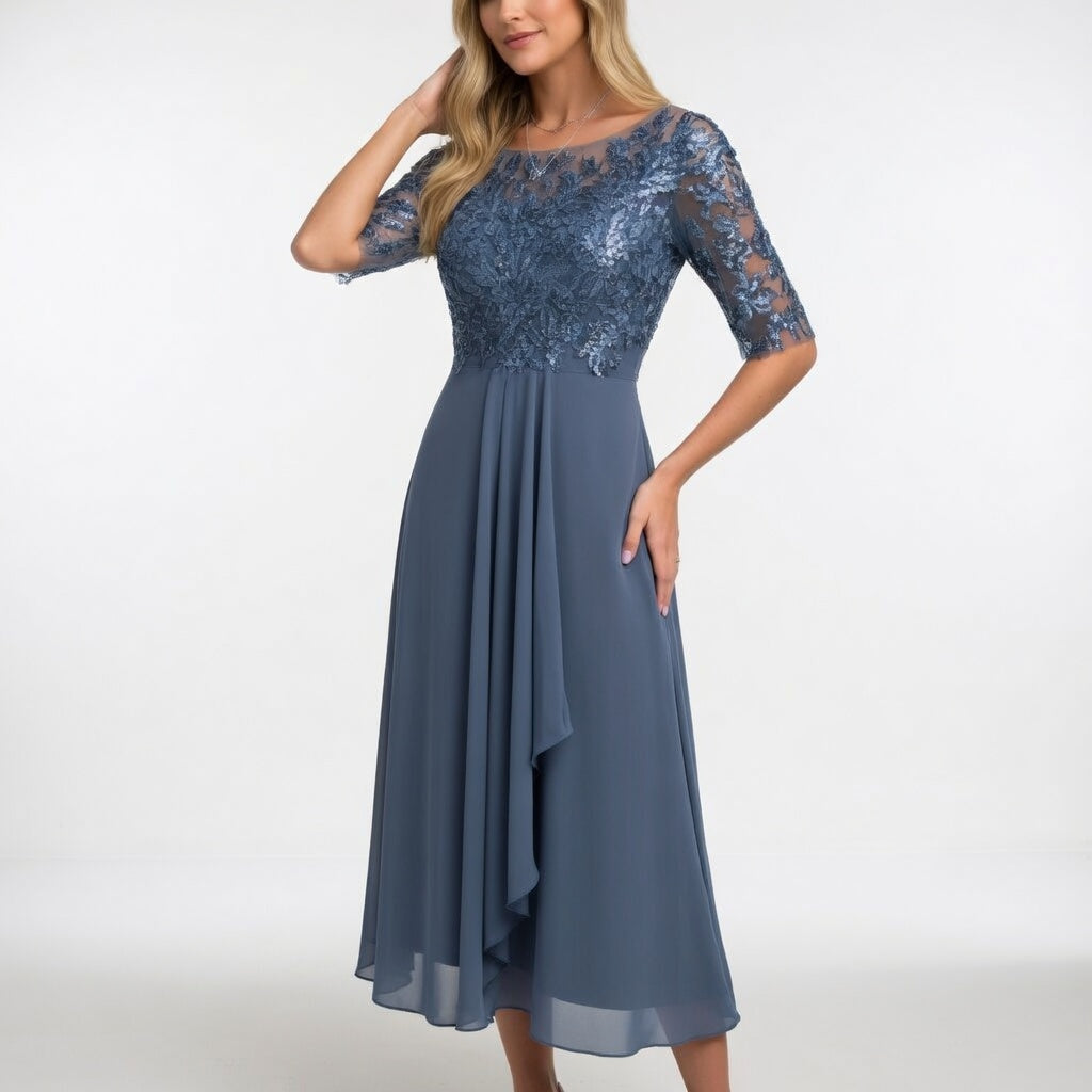 Vestido Formal de Encaje Bordado