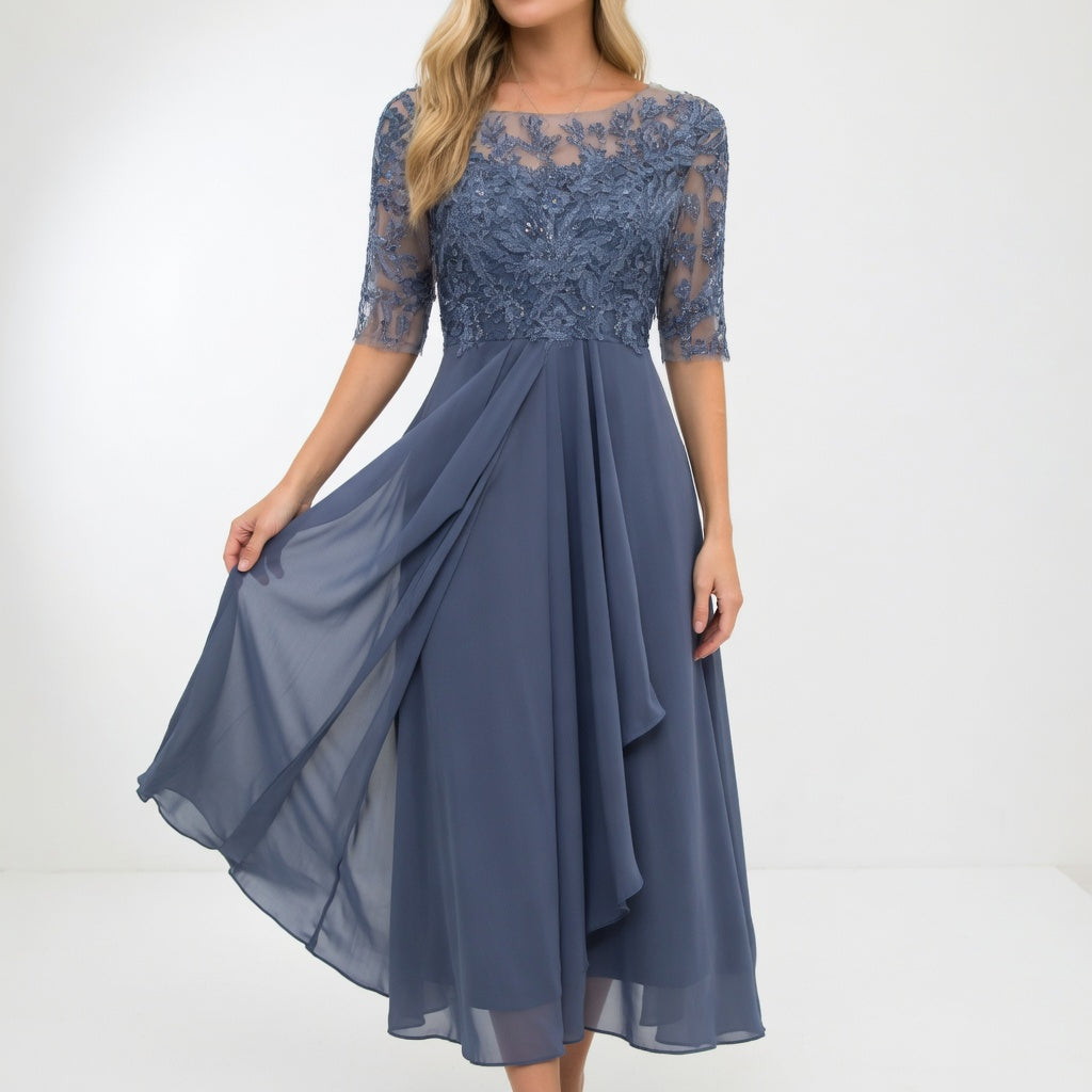 Vestido Formal de Encaje Bordado