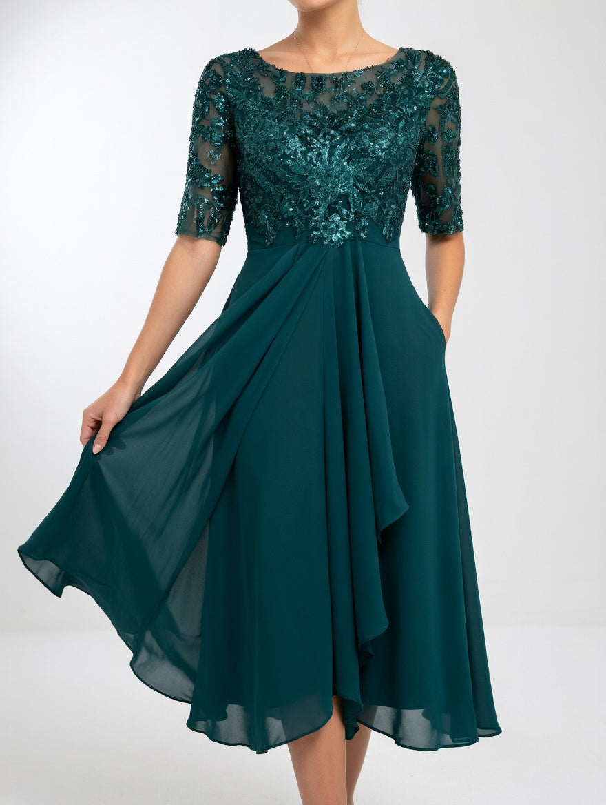 Vestido Formal de Encaje Bordado