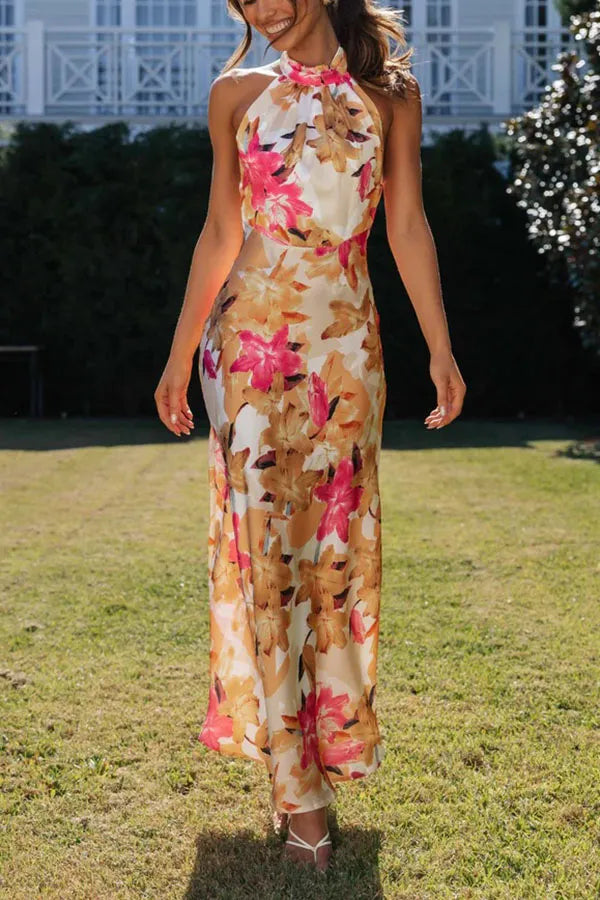 Vestido Linda Flora con Cuello Halter