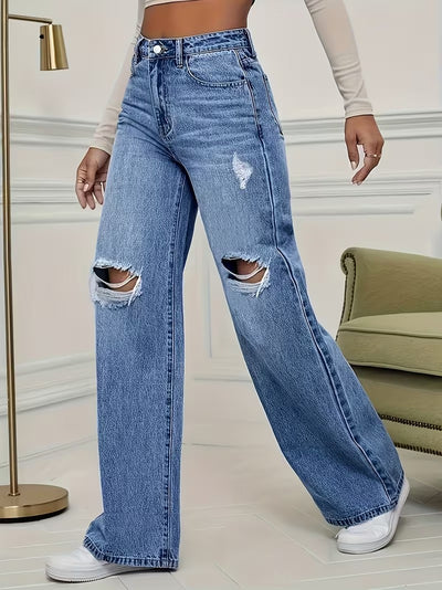 Jean Rasgados Estilo Wide Leg
