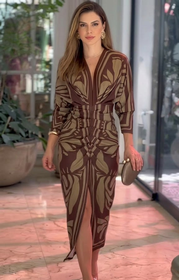 Vestido Chic de Estampado Geométrico