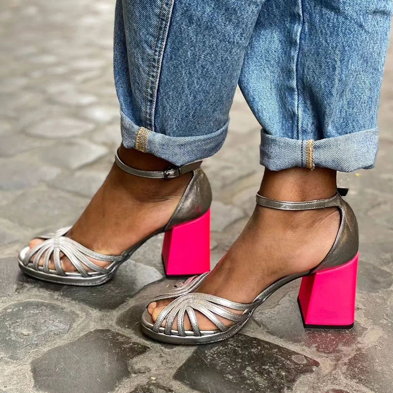Sandalias Statement Plata & Neón