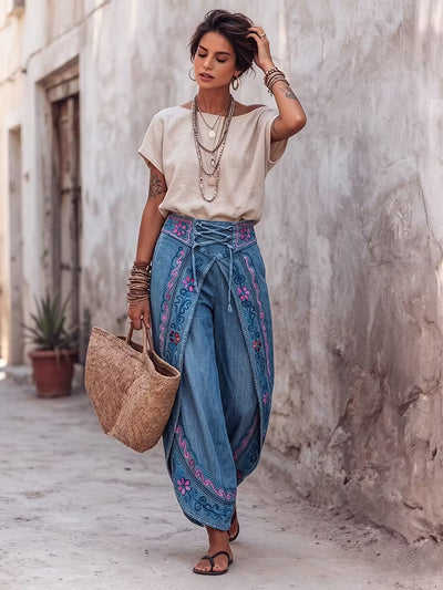 Jeans Largos Estilo Corsé