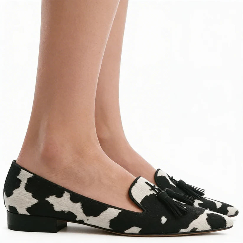Zapatos Punta Fina Cow Print