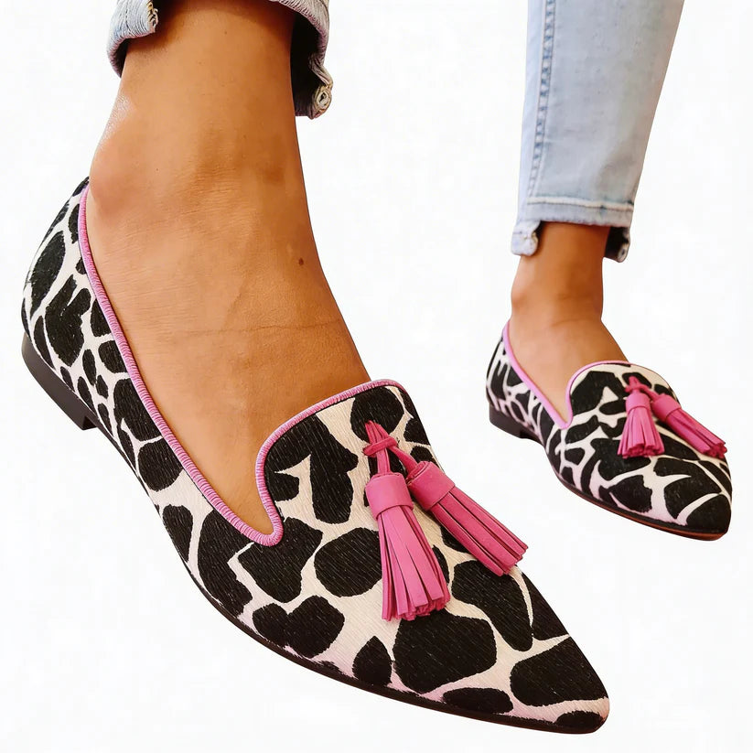 Zapatos Punta Fina Cow Print