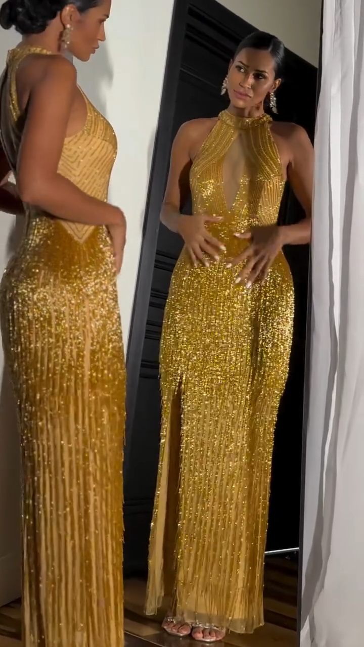 Vestido Glam Estela Dorada
