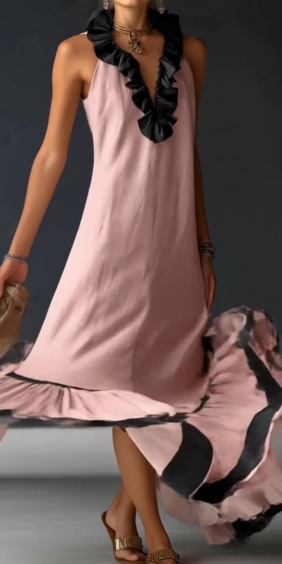 Maxi Vestido Rosa Flamenco