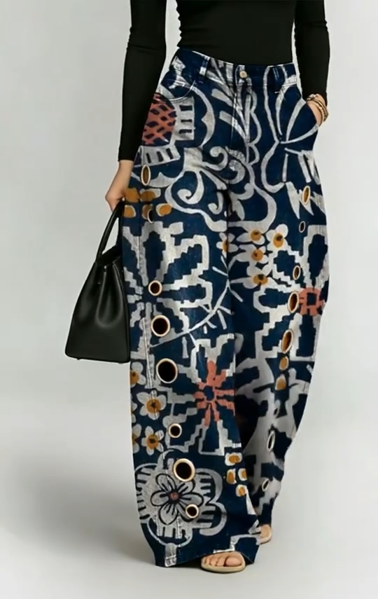 Pantalón Denim Wide Leg Tribal