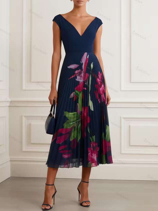 Zara /Vestido Elegante V-Neck